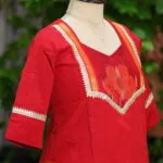 Pochampally One Piece – Kurti in Red, side view | Tilattama