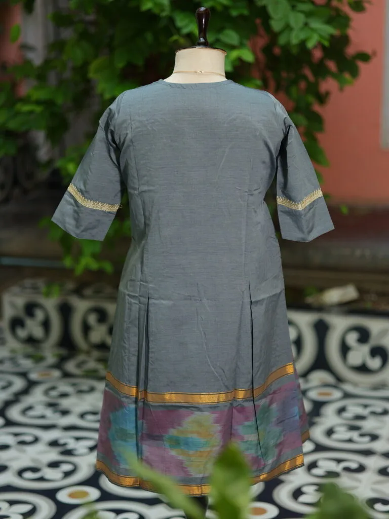 Pochampally One Piece – Kurti in Slate, back view | Tilattama