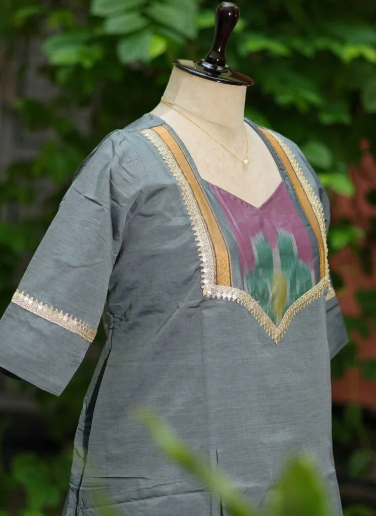 Pochampally One Piece – Kurti in Slate, side view | Tilattama