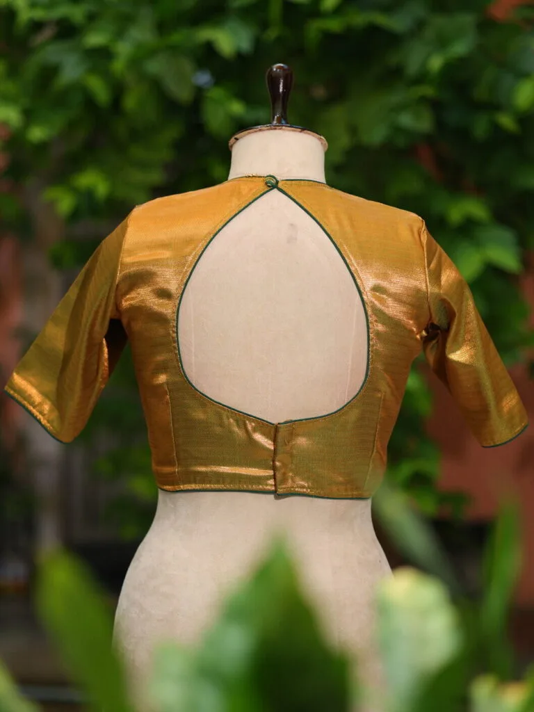 Raga Katan Mumtaz – Blouse in Green, back view | Tilattama