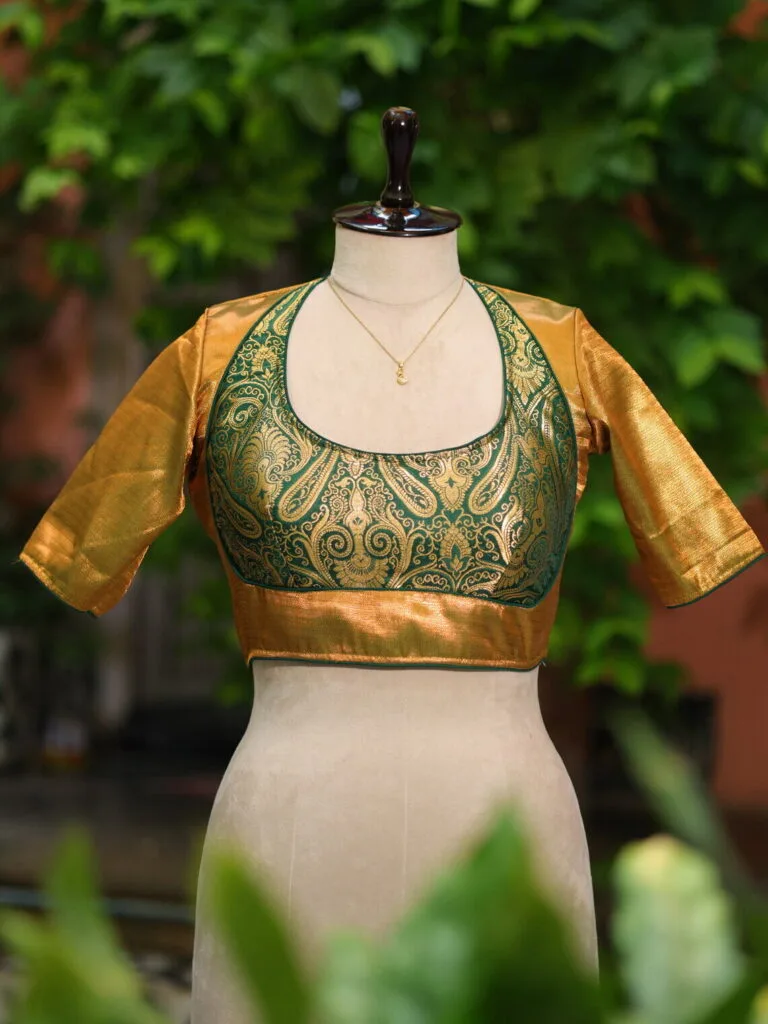 Raga Katan Mumtaz – Blouse in Green, front view | Tilattama