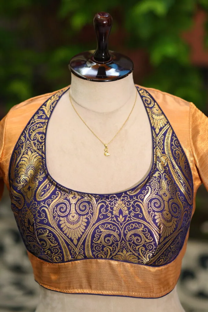 Raga Katan Mumtaz – Blouse in metallic mid night blue | Tilattama