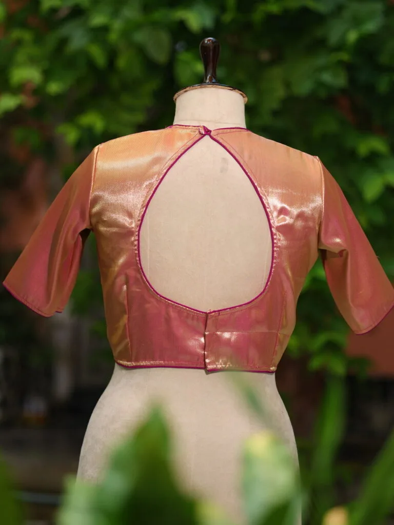 Raga Katan Mumtaz – Blouse in Metallic Purple, back view | Tilattama