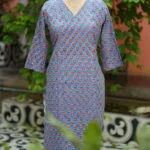 Rapid Block Kurta – Kurti in Blue, front view | Tilattama