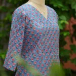 Rapid Block Kurta – Kurti in Blue, side view | Tilattama