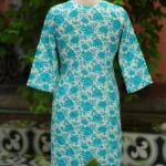 Rapid Block Kurta – Kurti in Firoza, back view | Tilattama