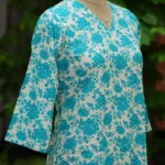 Rapid Block Kurta – Kurti in Firoza, side view | Tilattama