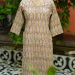 Rapid Block Kurta – Kurti in Gray, front view | Tilattama
