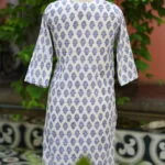 Rapid Block Kurta – Kurti in white, back view | Tilattama