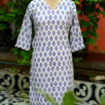 Rapid Block Kurta – Kurti in white, front view | Tilattama