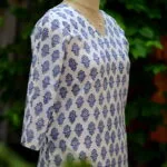 Rapid Block Kurta – Kurti in white, side view | Tilattama