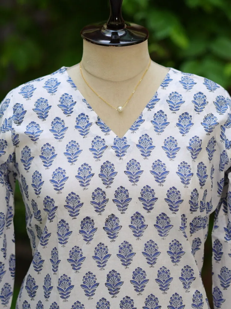 Rapid Block Kurta – Kurti in white | Tilattama