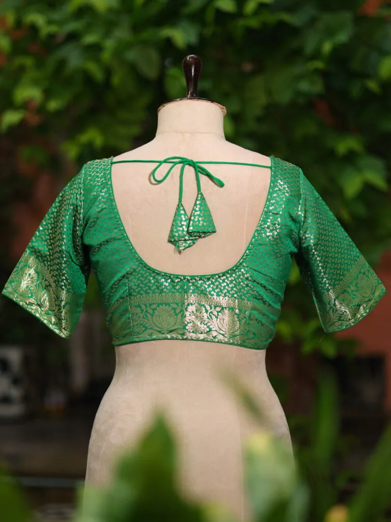 Rupashree N/P – Blouse in Green, back view | Tilattama