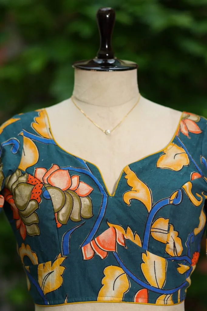 Sweetheart Pen Kalamkari – Blouse in Rama green | Tilattama