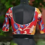 Saby Pen Kalamkari – Blouse in Red, back view | Tilattama