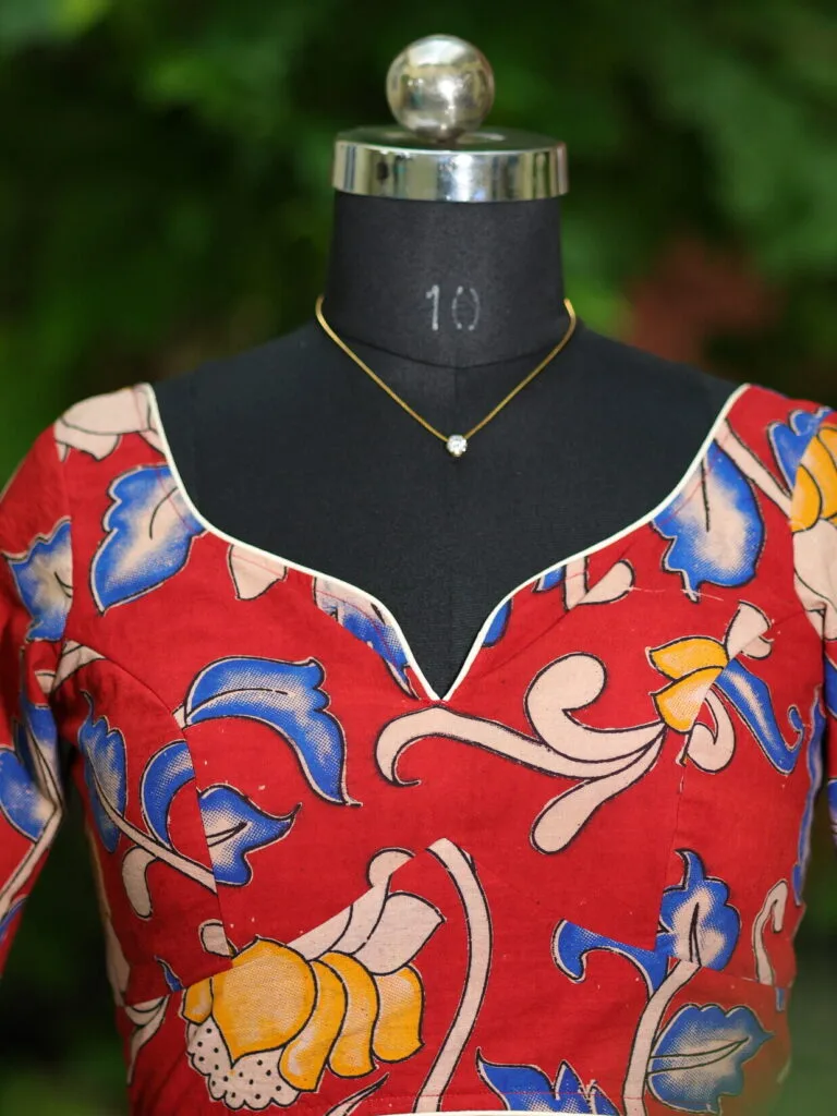Sweetheart Pen Kalamkari – Blouse in Red | Tilattama