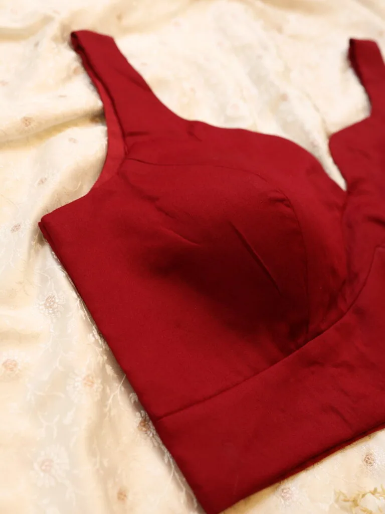 sabyasachi cut – Blouse in Maroon, side view | Tilattama
