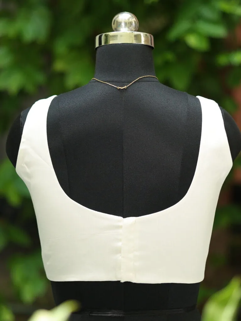 sabyasachi cut – Blouse in Off white, back view | Tilattama