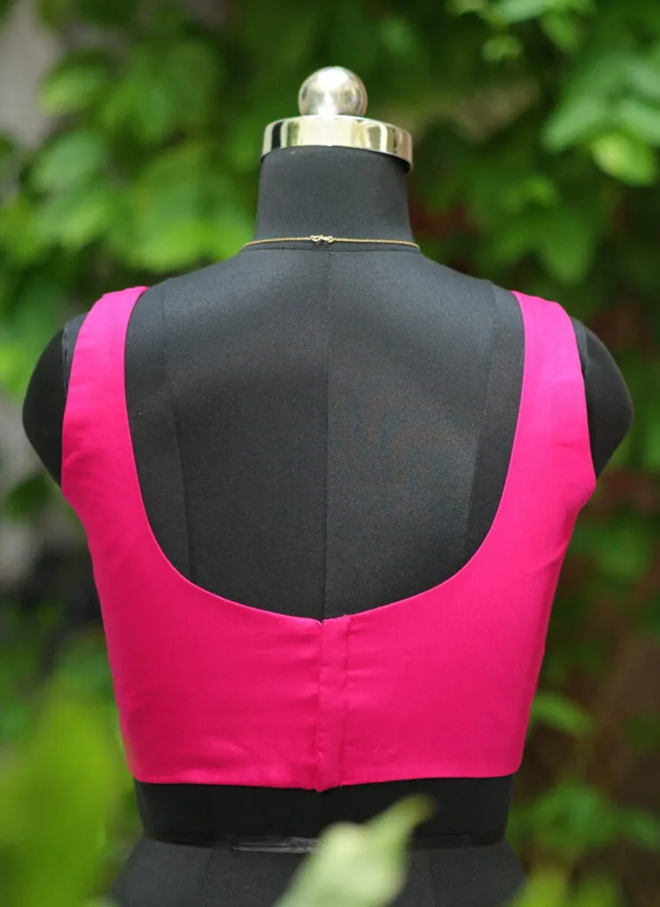 sabyasachi cut – Blouse in Rani, back view | Tilattama