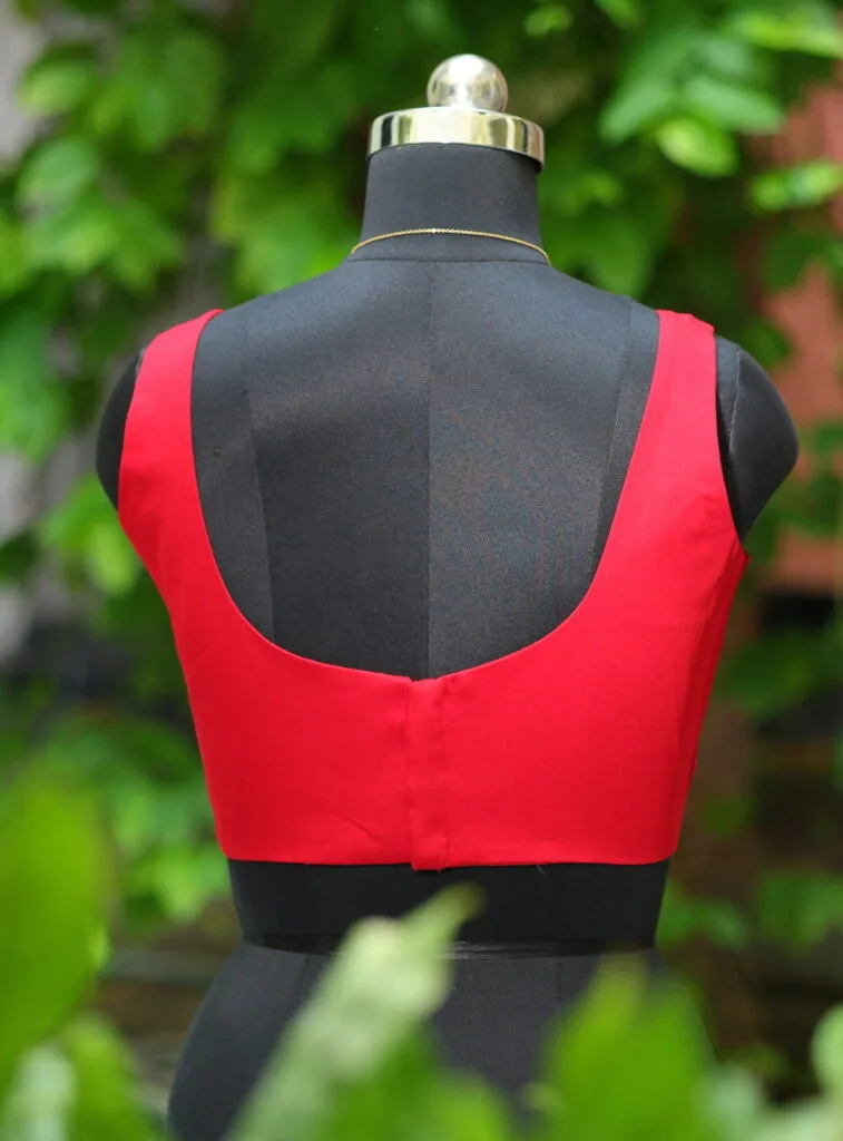 sabyasachi cut – Blouse in Red, back view | Tilattama