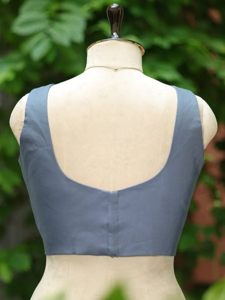 sabyasachi cut – Blouse in Slate, back view | Tilattama