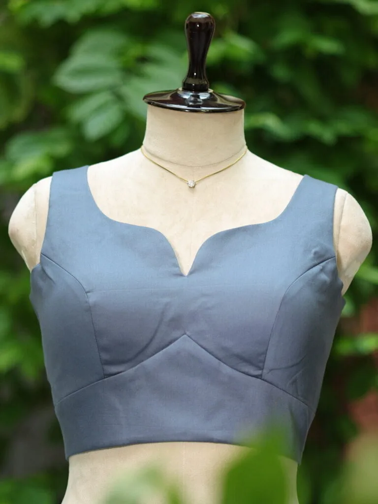 sabyasachi cut – Blouse in Slate, front view | Tilattama