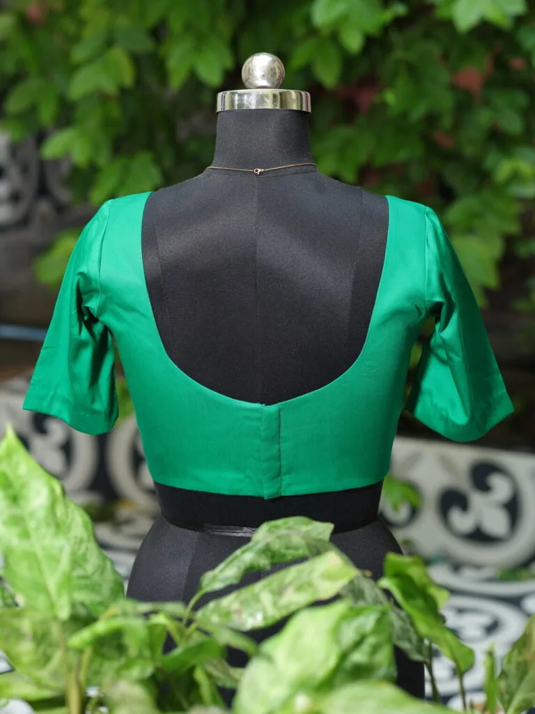 Sabyasachi G/S – Blouse in Bottle Green, back view | Tilattama