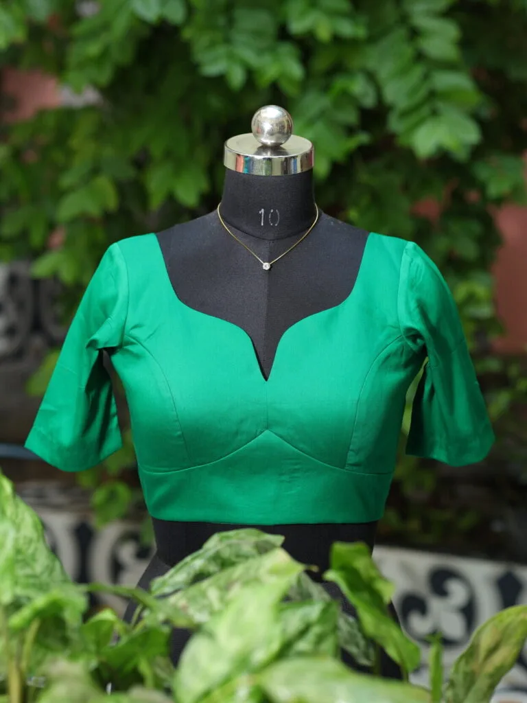Sabyasachi G/S – Blouse in Bottle Green, front view | Tilattama
