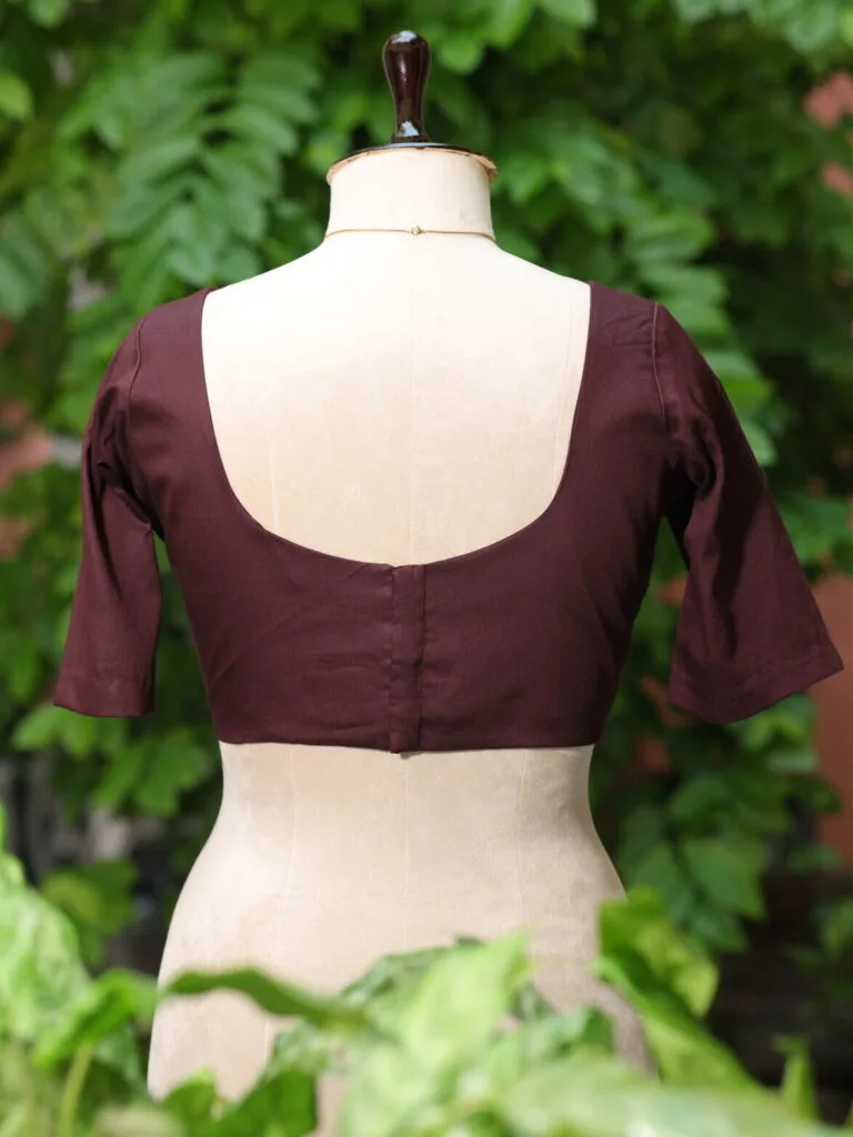 Sabyasachi G/S – Blouse in Chocolate, back view | Tilattama