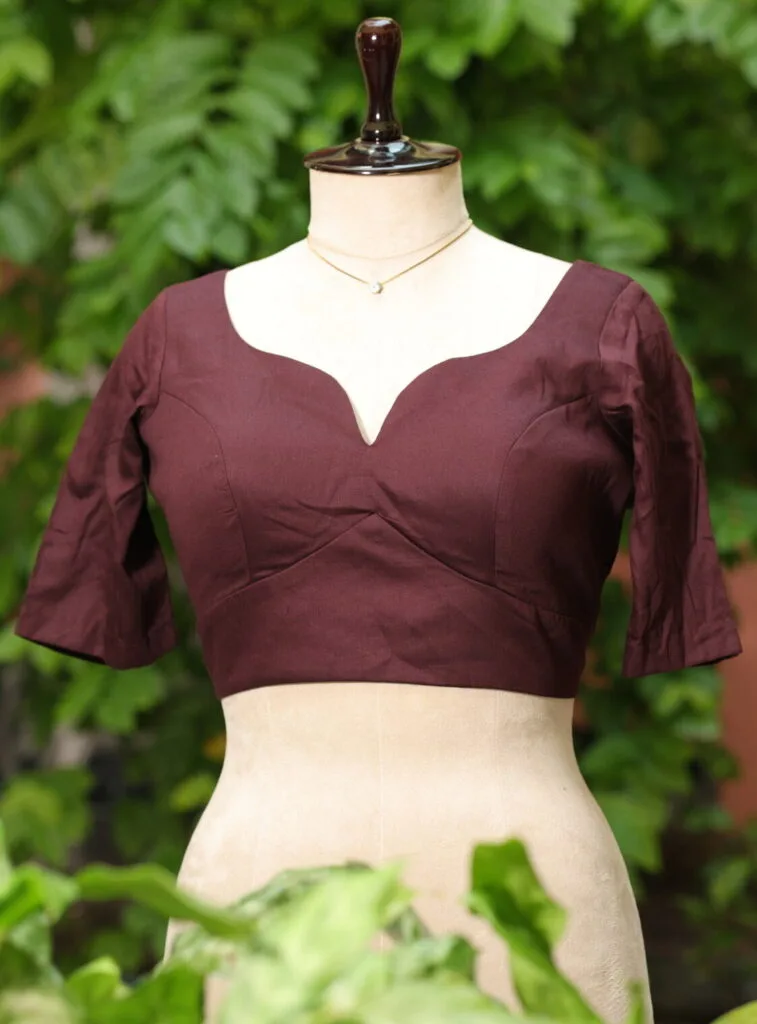 Sabyasachi G/S – Blouse in Chocolate, front view | Tilattama