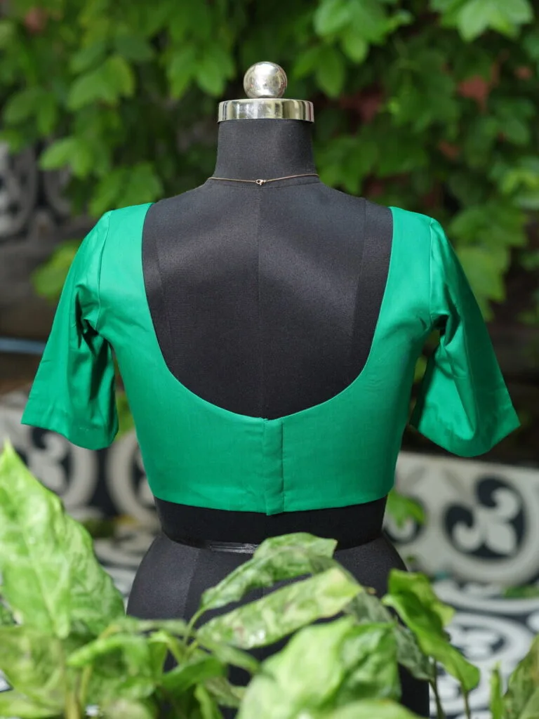 Sabyasachi G/S – Blouse in Leaf Green, back view | Tilattama