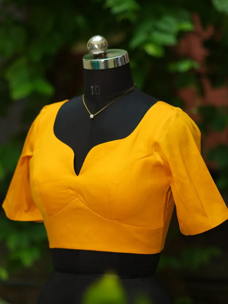 Sabyasachi G/S – Blouse in Mustard, side view | Tilattama
