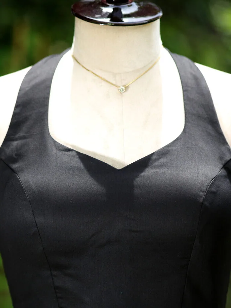 Solid Halter Neck – Blouse in Black, neckline | Tilattama