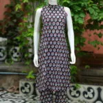 Sanganari Halter Co Ord Set – Kurti in Black, front view | Tilattama