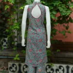 Sanganari Halter Co Ord Set – Kurti in Mint Green, back view | Tilattama