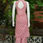 Sanganari Halter Co Ord Set – Kurti in Peach, back view | Tilattama