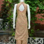 Sanganari Halter Co Ord Set – Kurti in Yellow, back view | Tilattama