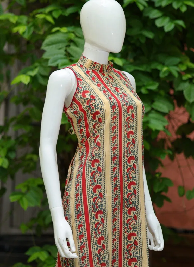 Sanganari Halter Co Ord Set – Kurti in Yellow, side view | Tilattama