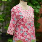 Sangenari Semi Anarkali – Kurti in Rani, side view | Tilattama