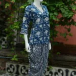Sangeneri Dhoti co-ord Set – Kurti in Blue, side view | Tilattama