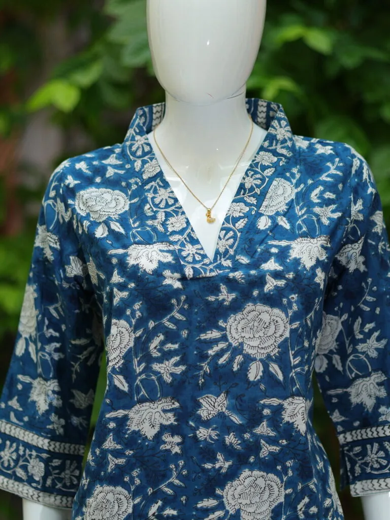 Sangeneri Dhoti co-ord Set – Kurti in Blue | Tilattama