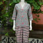 Sangeneri Dhoti co-ord Set – Kurti in Mint Green, front view | Tilattama