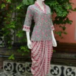 Sangeneri Dhoti co-ord Set – Kurti in Slate, side view | Tilattama