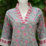 Sangeneri Dhoti co-ord Set – Kurti in Slate | Tilattama