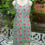 Sangeneri Noodles Strap Kurti – Kurti in Rama green, front view | Tilattama