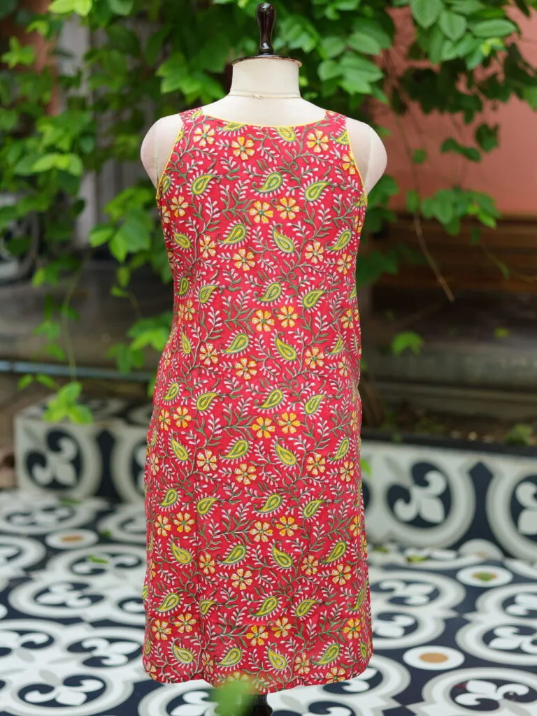 Sangeneri Noodles Strap Kurti – Kurti in Red, back view | Tilattama