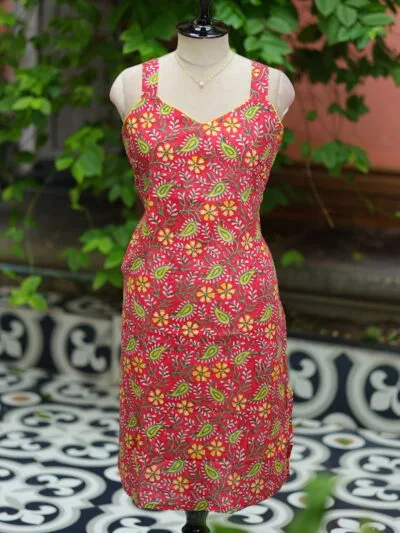 Sangeneri Noodles Strap Kurti – Kurti in Red, front view | Tilattama
