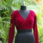 Solid Velvet F/S – Blouse in Magenta, front view | Tilattama