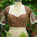 Tilattama Jamdani – Blouse in Brown, front view | Tilattama