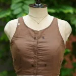 Tilattama Jamdani Rozer – Blouse in Brown, front view | Tilattama